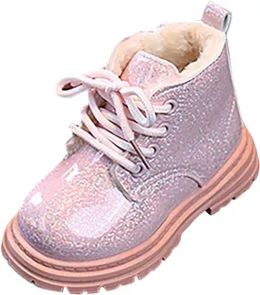 Boots for Girls Kids Girl Boots Bright Color Side Zipper Cute Ankle Kids Boots Snow Boots and Cashmere Warm Cotton Shoes