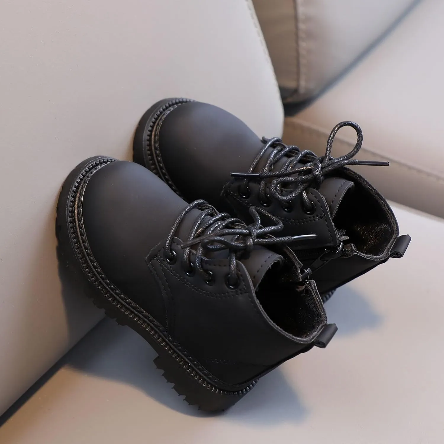 Boots for Girls Kids Tie Knot Ankle Boots Chunky Low Block Heel Chelsea Dress Booties Winter Shoes with Zipper