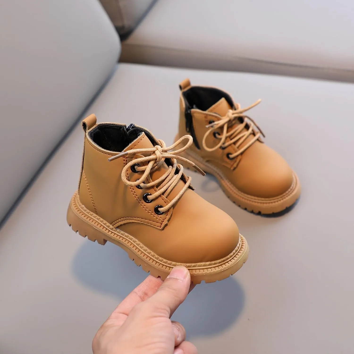 Boots for Girls Kids Tie Knot Ankle Boots Chunky Low Block Heel Chelsea Dress Booties Winter Shoes with Zipper