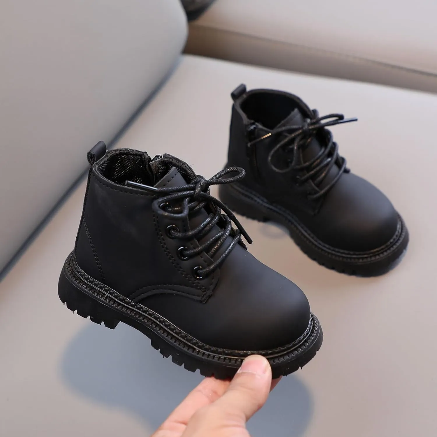 Boots for Girls Kids Tie Knot Ankle Boots Chunky Low Block Heel Chelsea Dress Booties Winter Shoes with Zipper