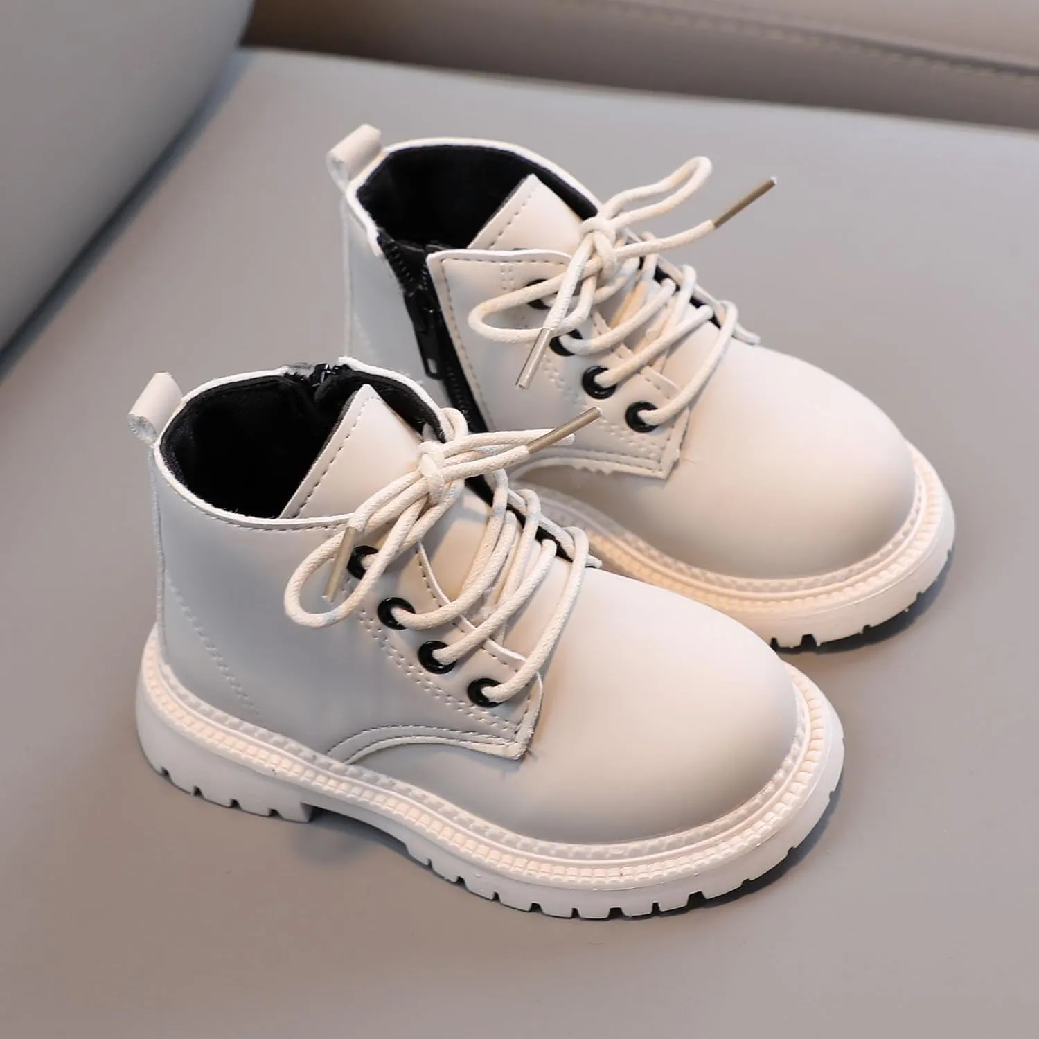 Boots for Girls Kids Tie Knot Ankle Boots Chunky Low Block Heel Chelsea Dress Booties Winter Shoes with Zipper