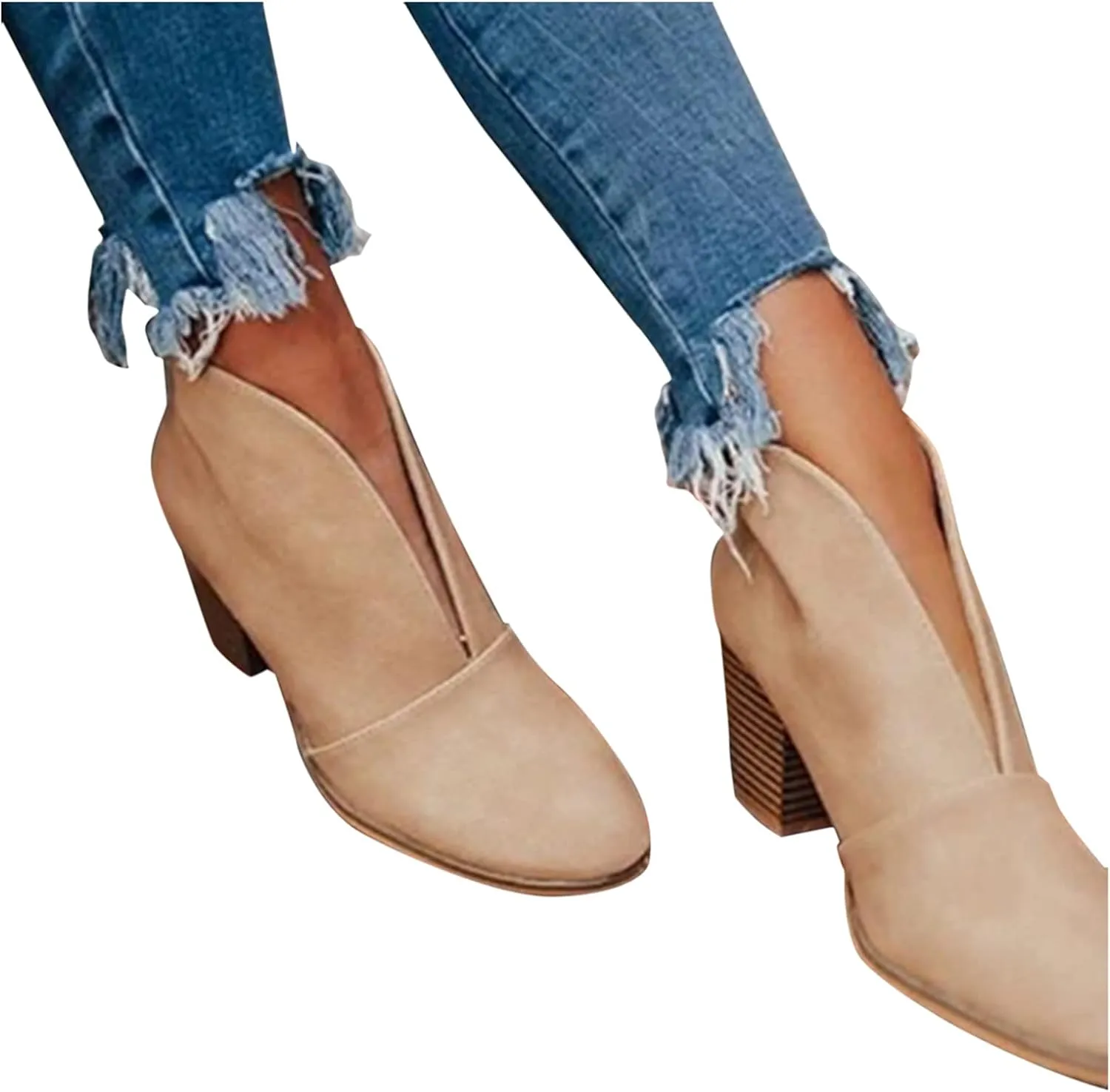 Boots for Women Suede Flat Short Ankle Booties Retro Fringe Boots Winter Round Toe Roman Fringe Short Flat Shoes 52