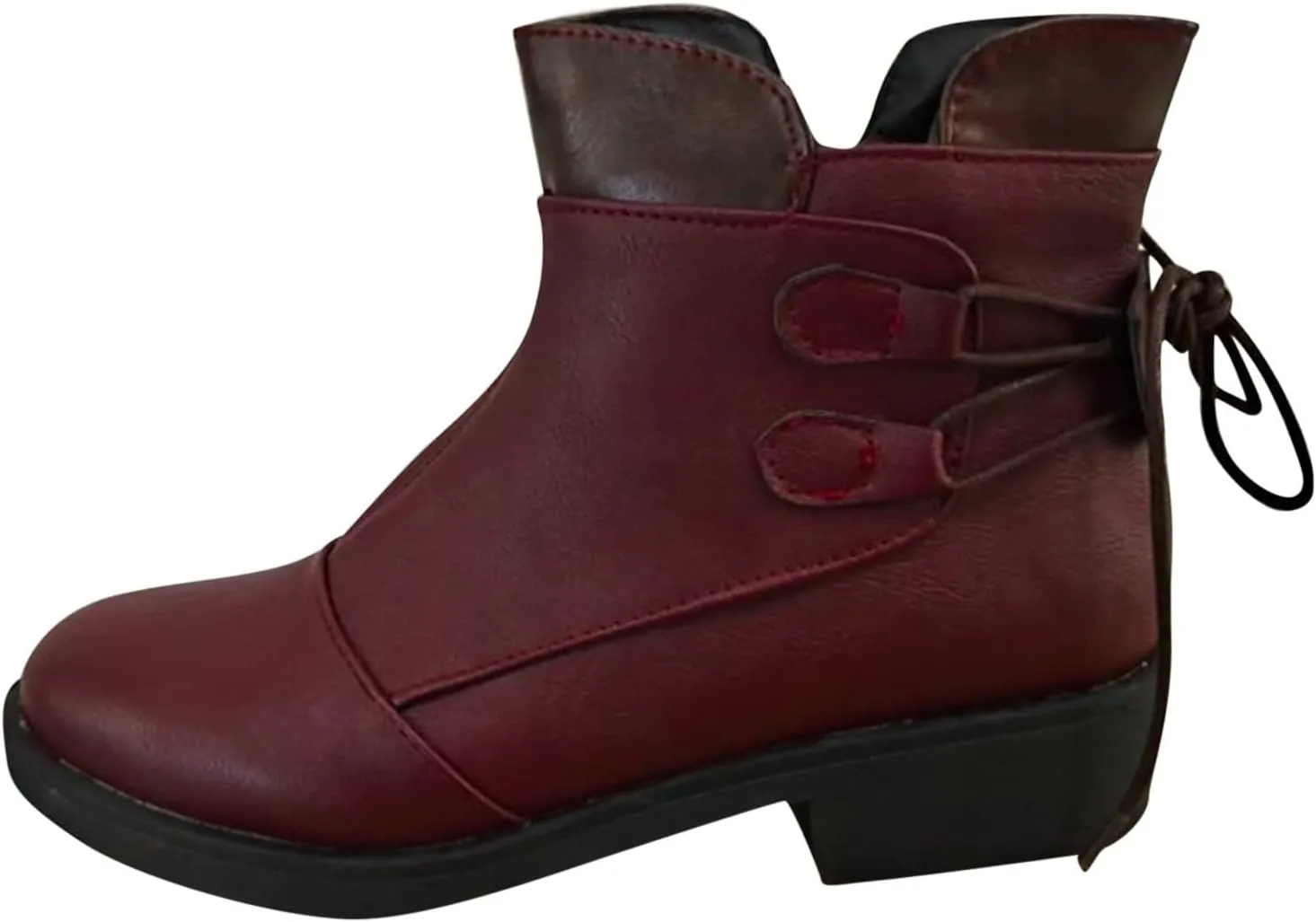 Boots for Women Vintage Slip-On Cowboy Boots Leather Low Heel Wide Width Combat Booties Shoes Ankle Booties 52