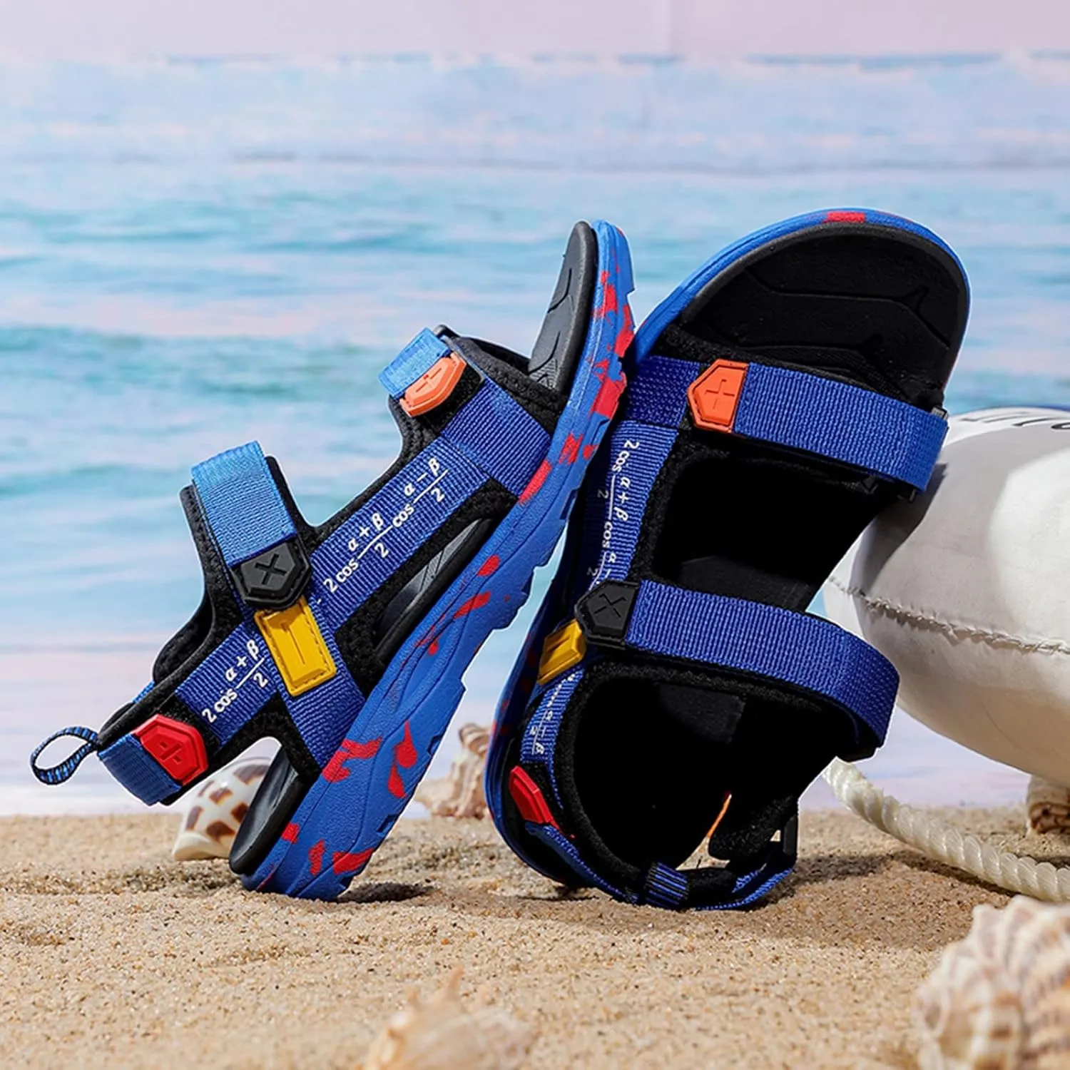 Boy' Sports Sandals, Children Boys Summer Beach Shoes Outdoor Casual Slipper Rubber Sole Toddler Outdoor Flat (Blue, 14-14.5 Years Big Kids)