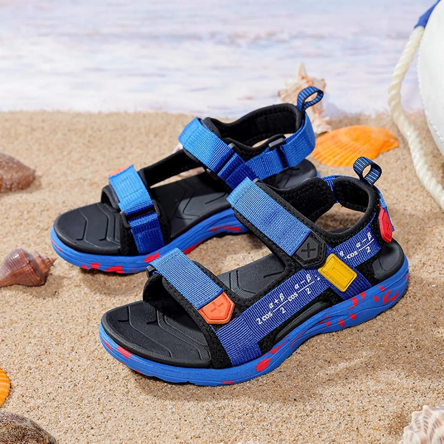 Boy' Sports Sandals, Children Boys Summer Beach Shoes Outdoor Casual Slipper Rubber Sole Toddler Outdoor Flat (Blue, 14-14.5 Years Big Kids)