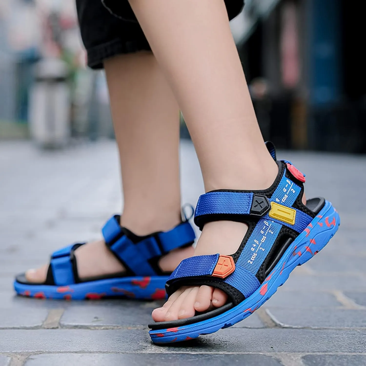 Boy' Sports Sandals, Children Boys Summer Beach Shoes Outdoor Casual Slipper Rubber Sole Toddler Outdoor Flat (Blue, 14-14.5 Years Big Kids)