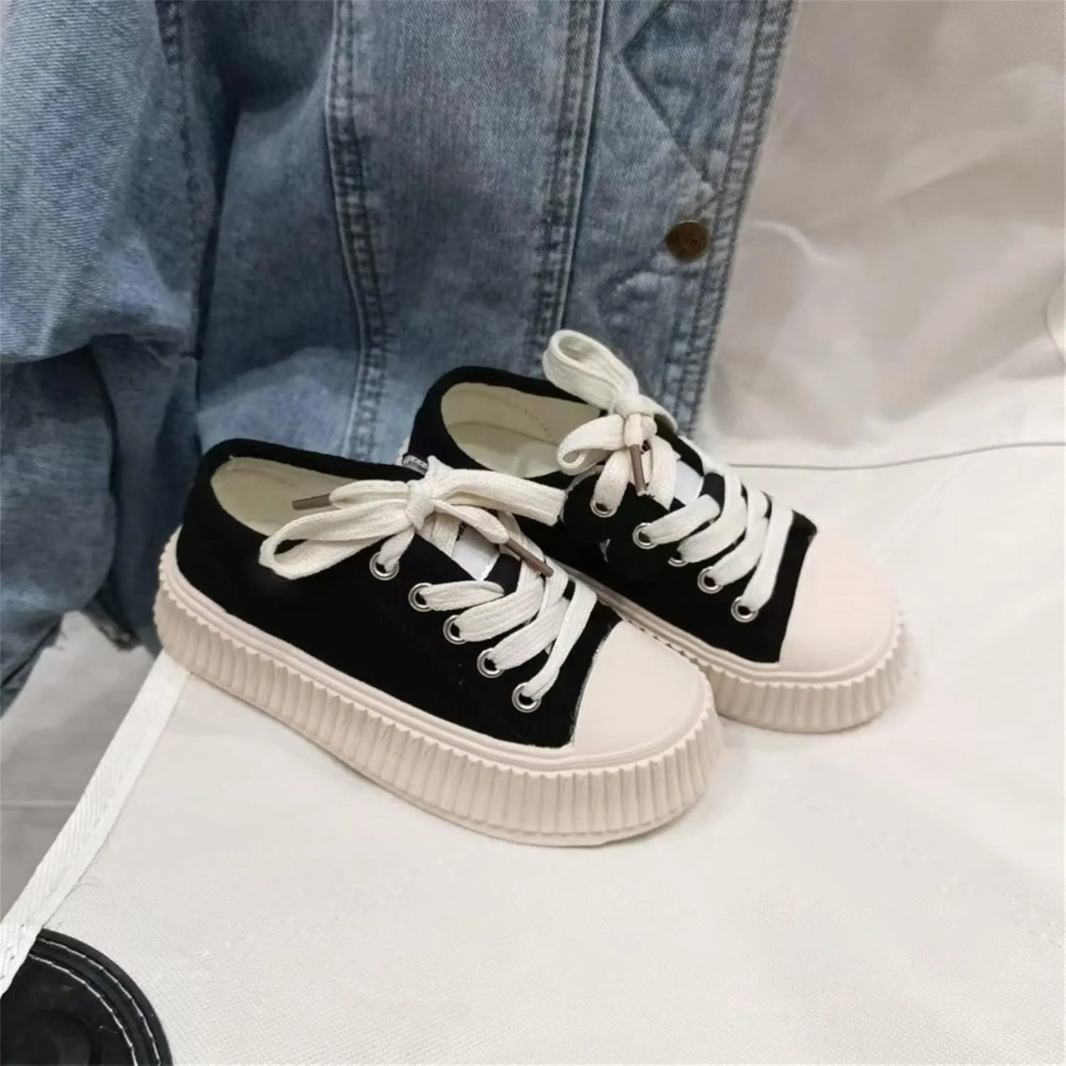 Boys Athletic Shoes Toddler Little Kid Canvas Shoes Boys and Girls Low Top Slip On Platform Sneaker Shoe Walking Causal