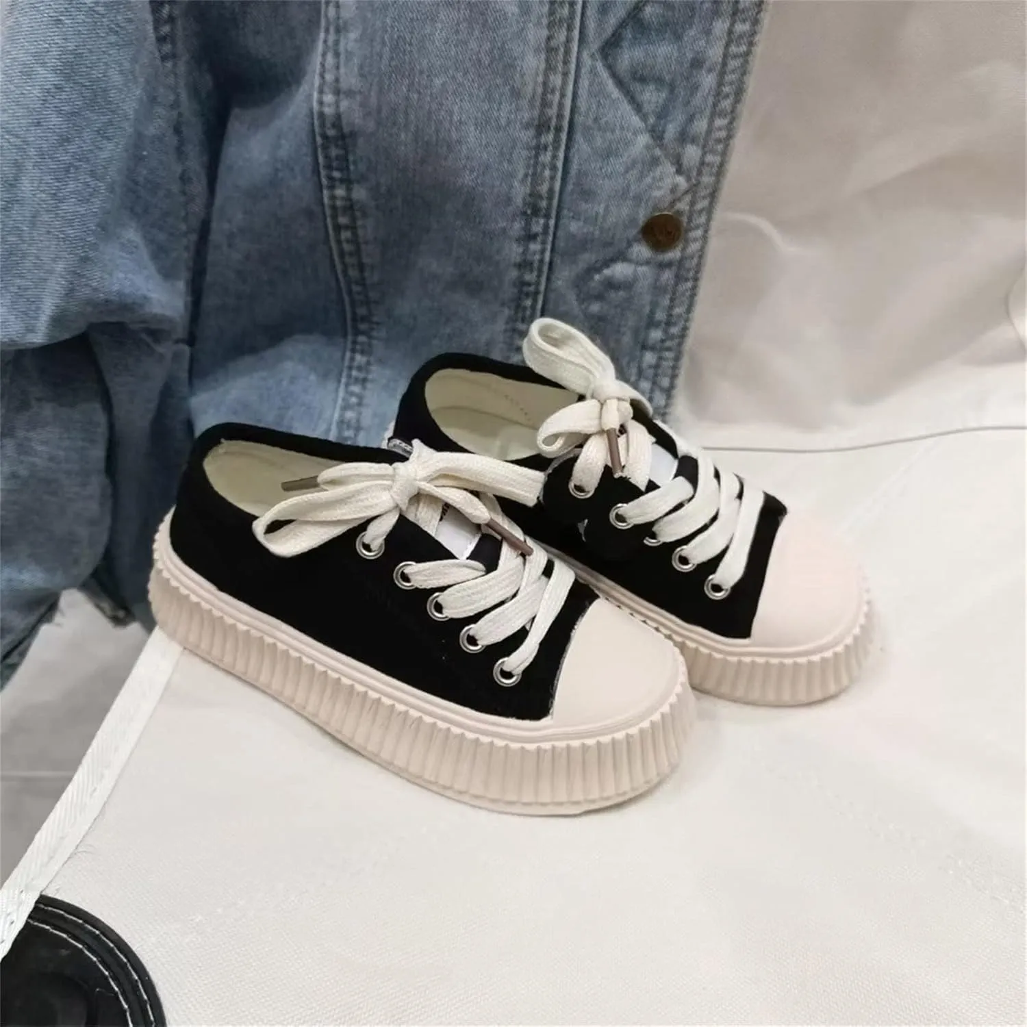 Boys Athletic Shoes Toddler Little Kid Canvas Shoes Boys and Girls Low Top Slip On Platform Sneaker Shoe Walking Causal