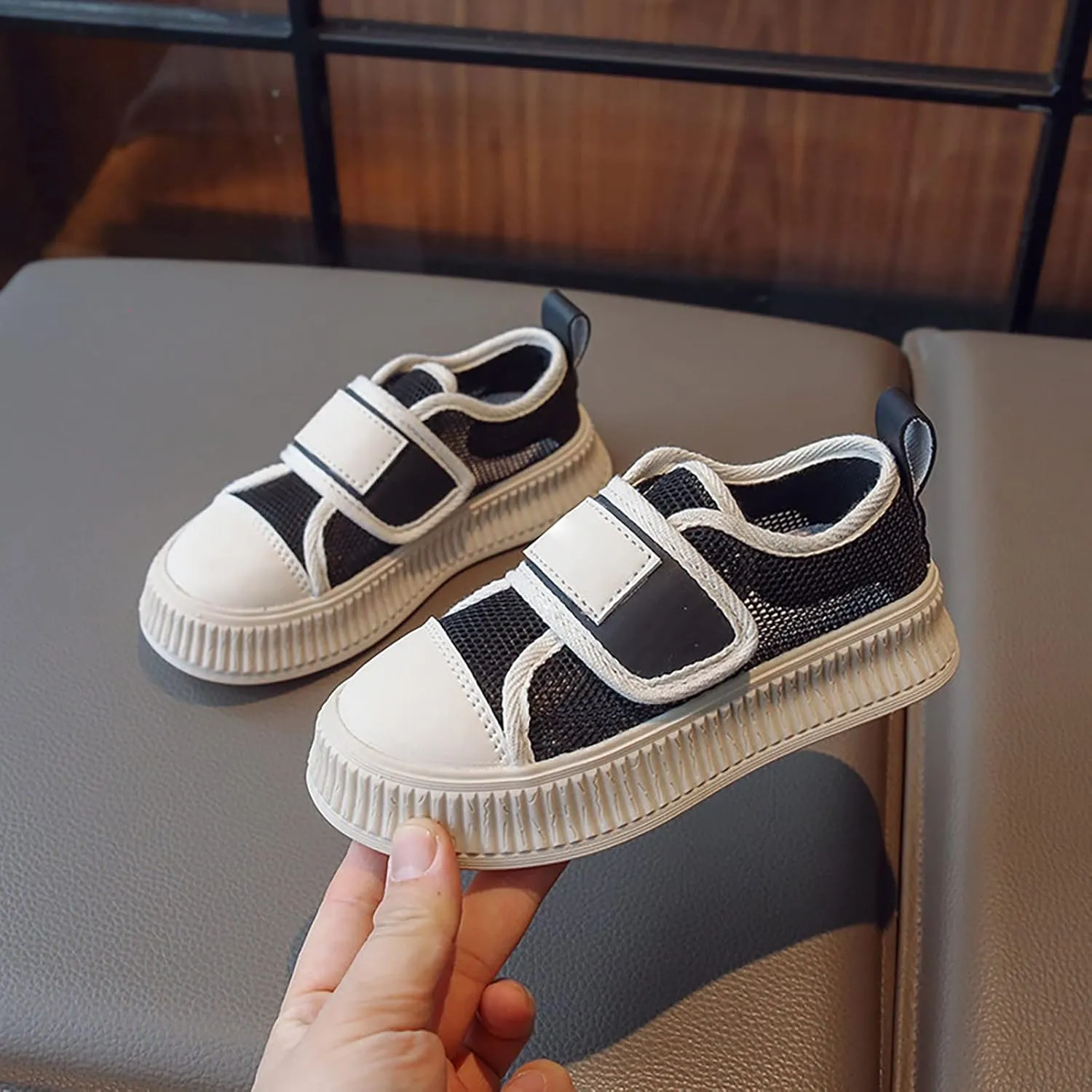 Boys Girls Mesh Hollow Sport Shoes Toddler Adjustable Strap Sports Casual Breathable Sneakers Tennis Shoes