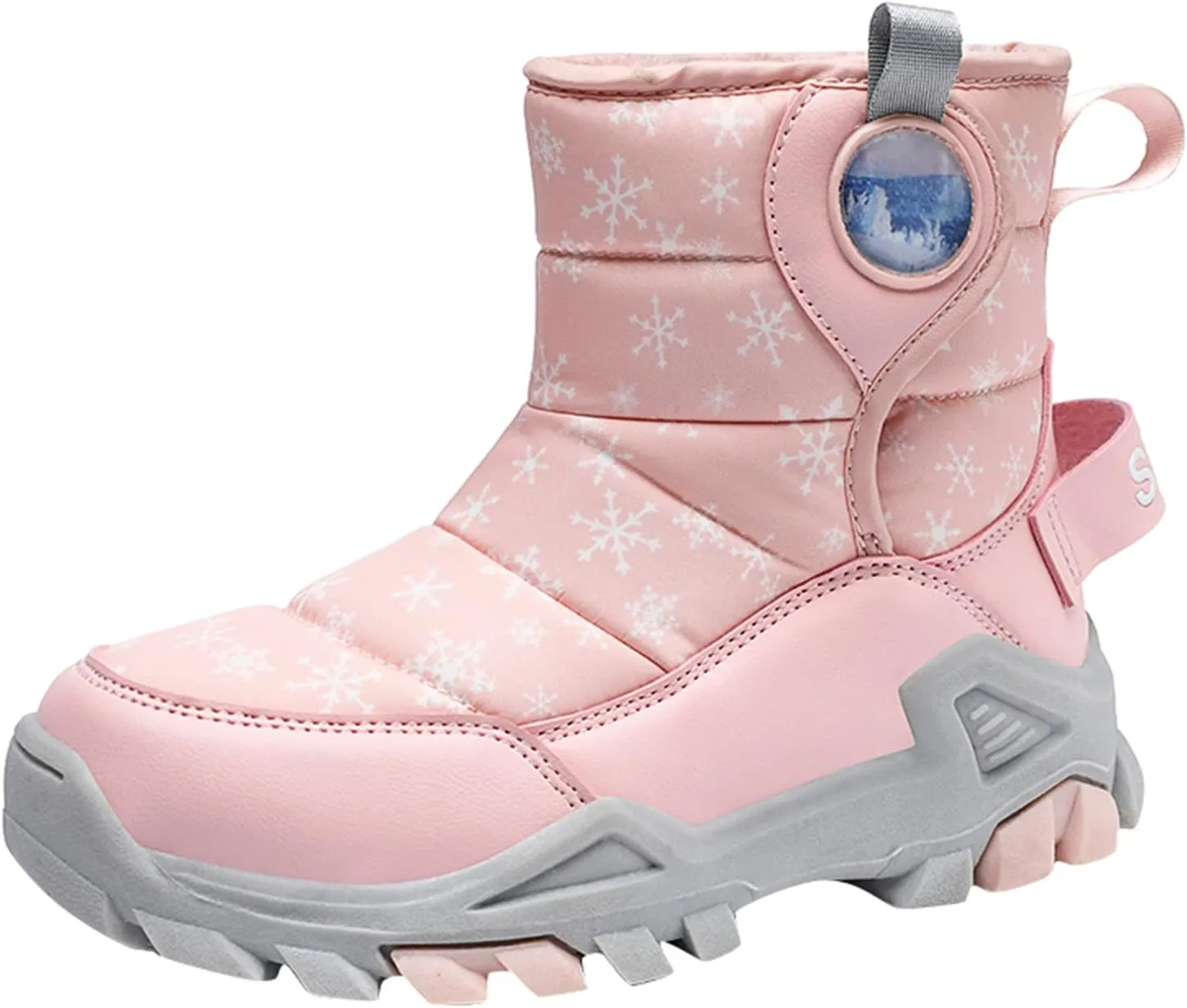 Boys Girls Snow Boots Lightweight Slip Resistan Mid Calf Winter Shoes For Little/Big Kid Snow Boots For Kids Size 14