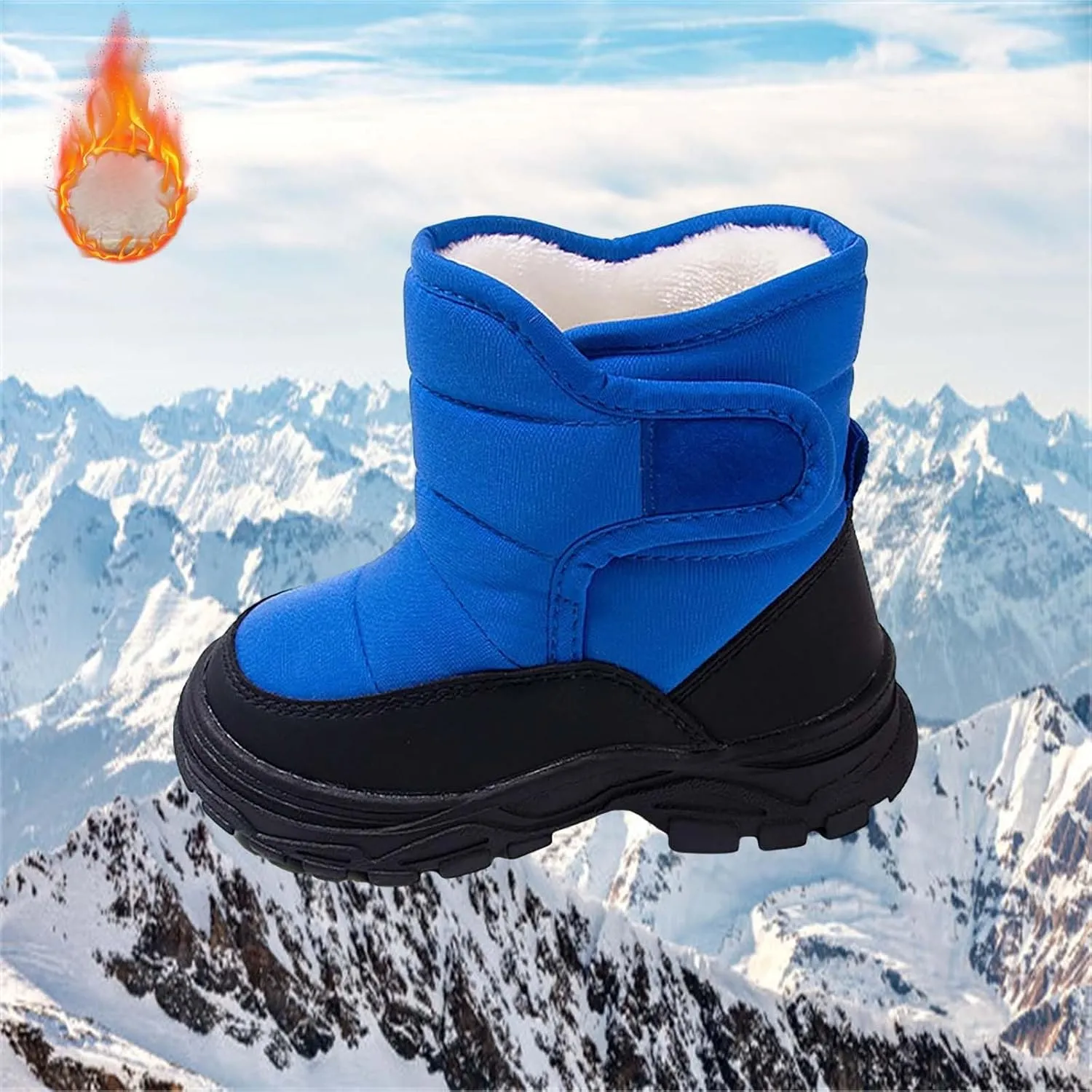 Boys Girls Snow Boots Waterproof Hook Loop Mid Calf Faux Fr Liing Shoes for Big Kids Insulated Snow Boots Girls