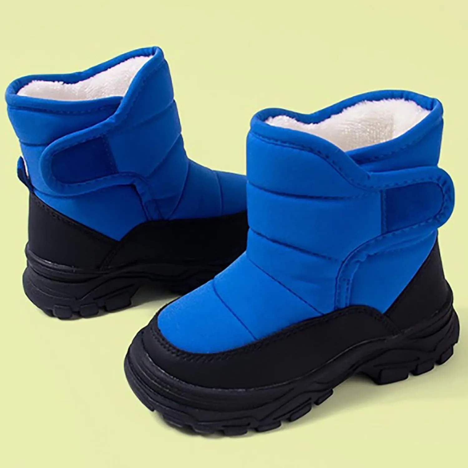 Boys Girls Snow Boots Waterproof Hook Loop Mid Calf Faux Fr Liing Shoes for Big Kids Insulated Snow Boots Girls