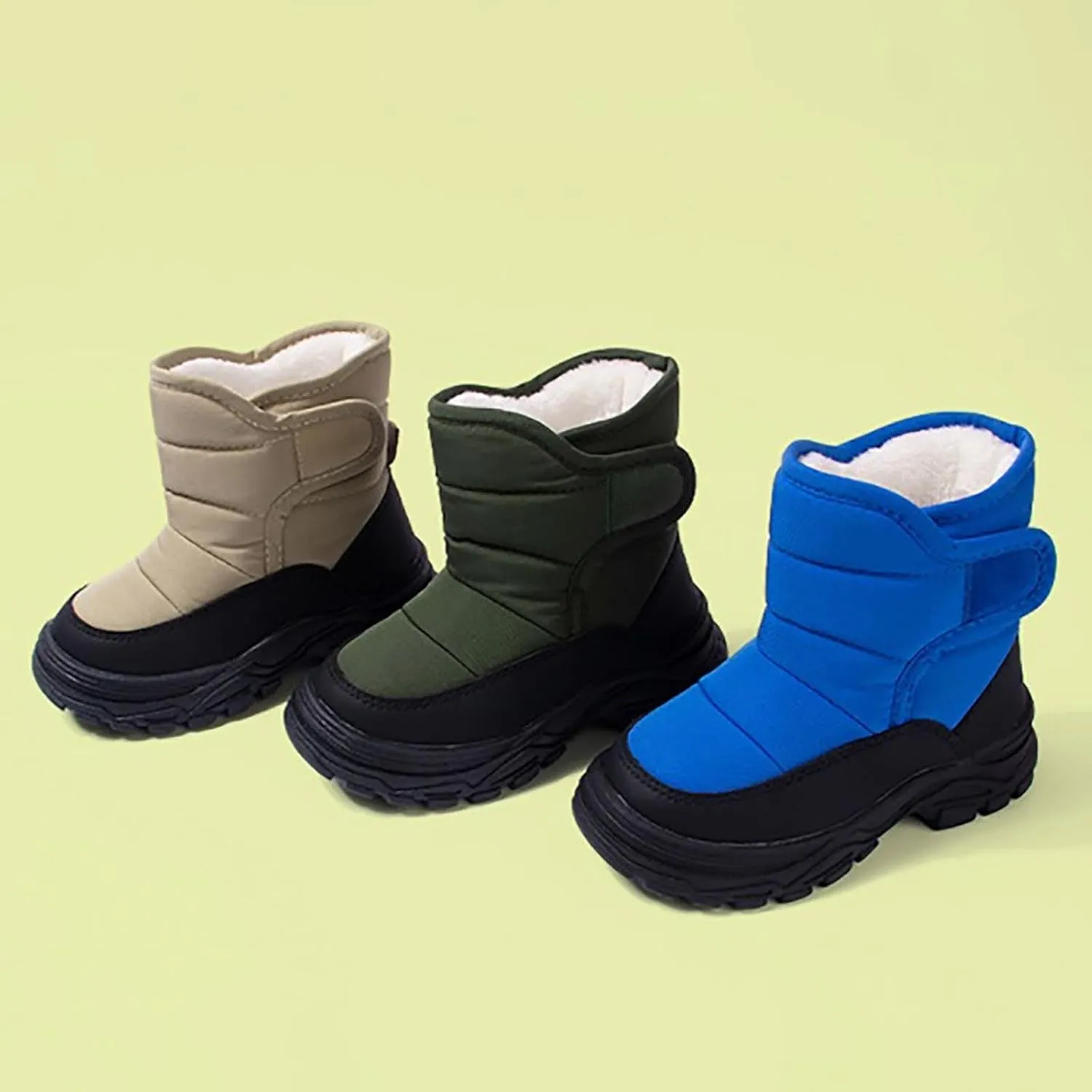 Boys Girls Snow Boots Waterproof Hook Loop Mid Calf Faux Fr Liing Shoes for Big Kids Insulated Snow Boots Girls