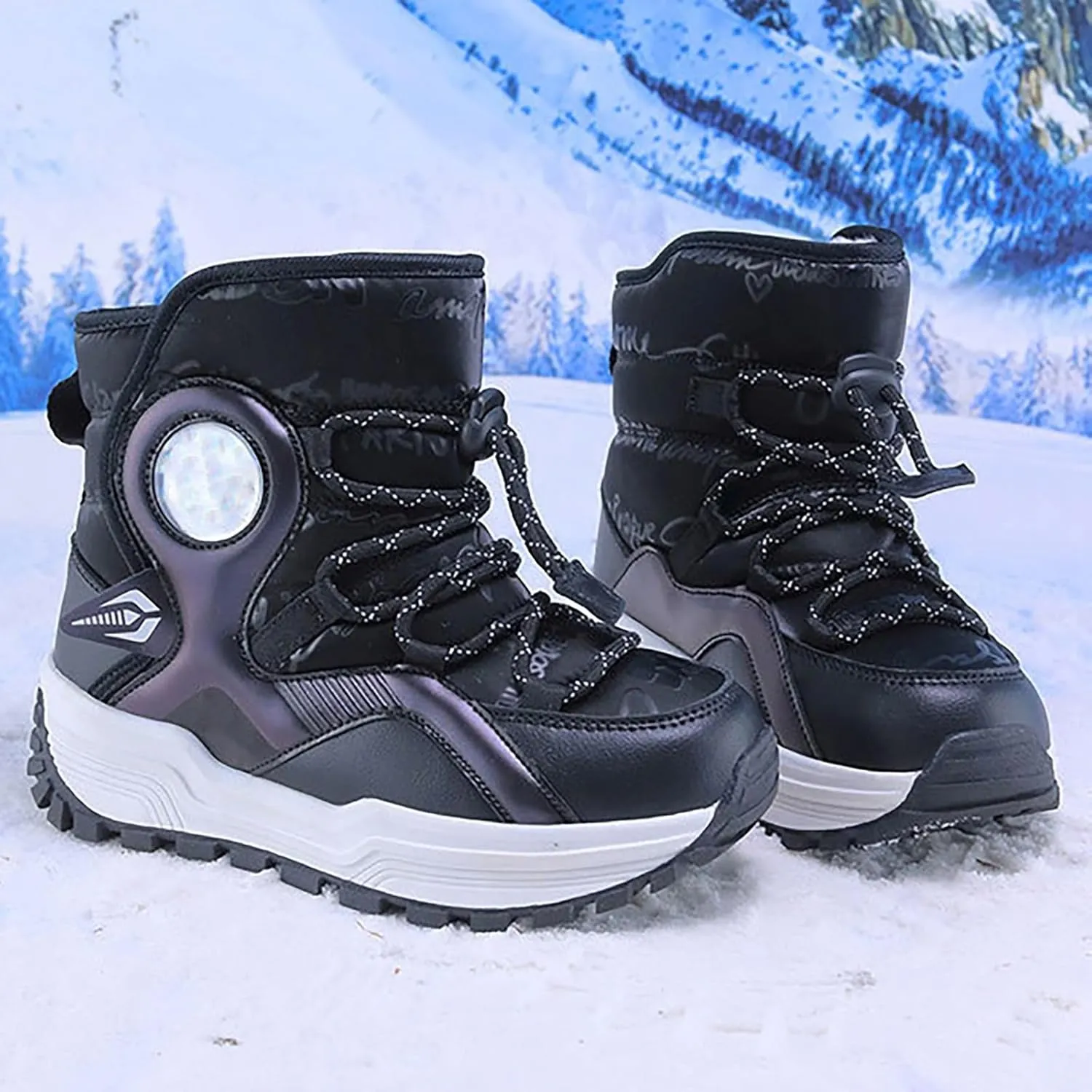 Boys Girls Toddler Snow Boots Resistant Outdoor Winter Mid Calf Boot Snow Boots Boy Kids Rubber Insulated Boots