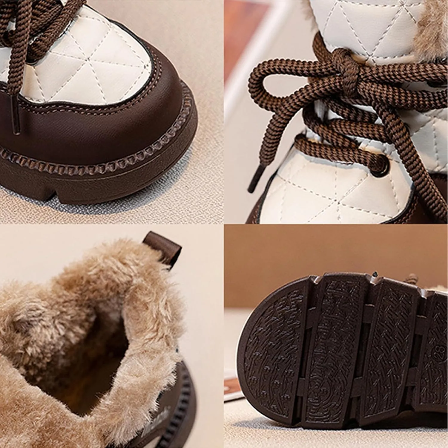 Boys Girls Winter Snow Boots, Warm Fr Lined Toddler Non Slip Water-Proof Ankle Boots Cozy Outdoor Walking Shoes