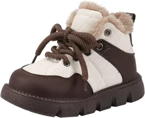 Boys Girls Winter Snow Boots, Warm Fr Lined Toddler Non Slip Water-Proof Ankle Boots Cozy Outdoor Walking Shoes