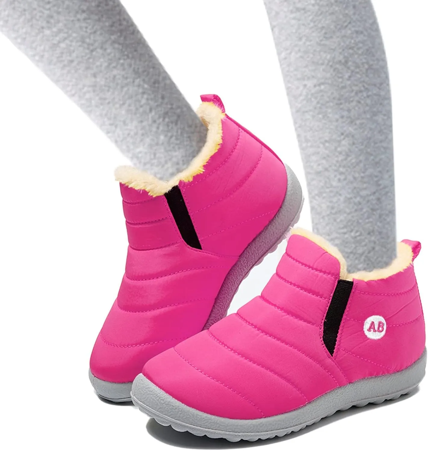 Boys Girls Winter Snow Boots Warm Fur Lined Toddler Non Slip Wterproof Ankle Booties Little Kid Walking Shoes