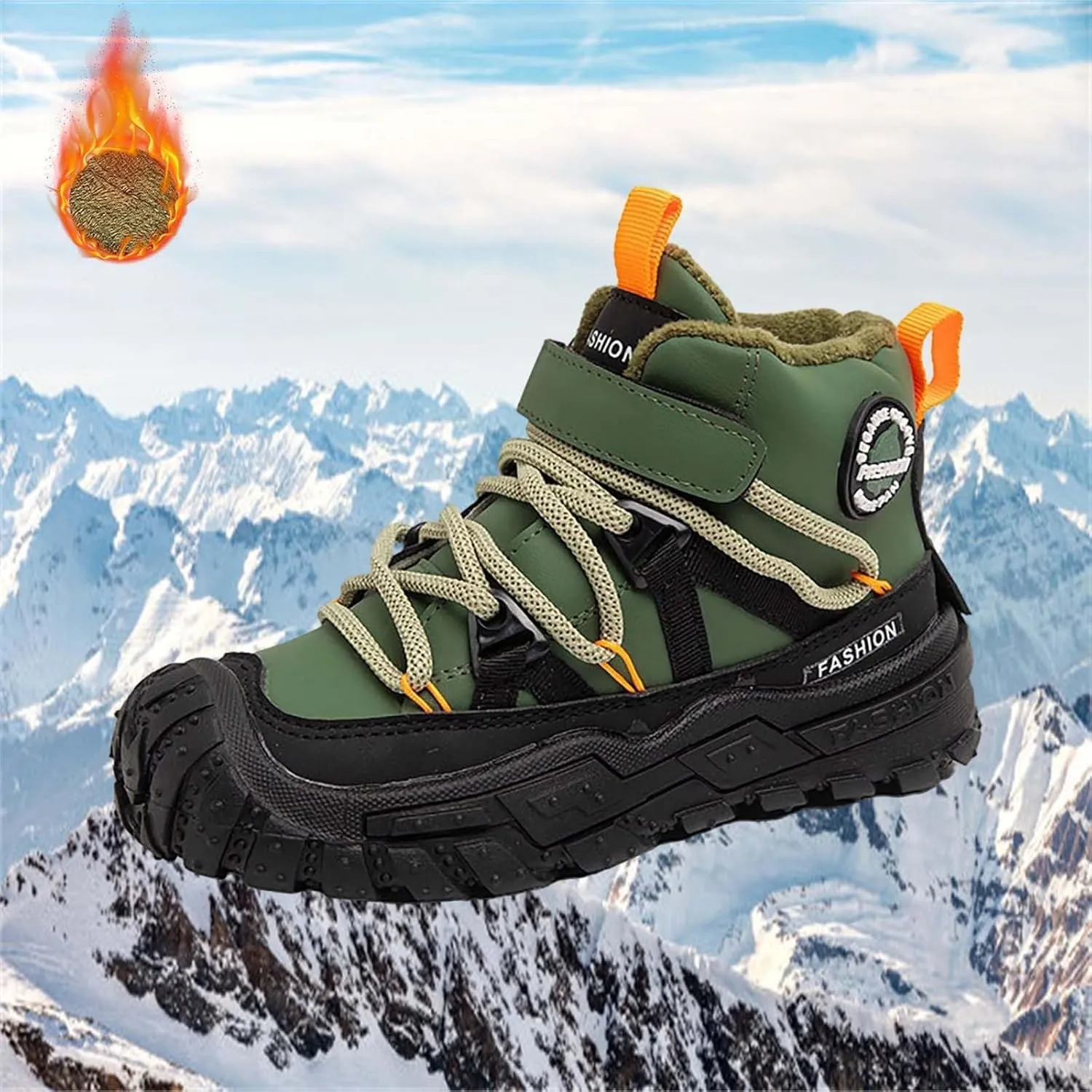 Boys Girls Winter Snow Boots Warm Outdoor Hiking Shoes Kids Anti-Slip Lightweight Fr Lined Ankle Walking Boots