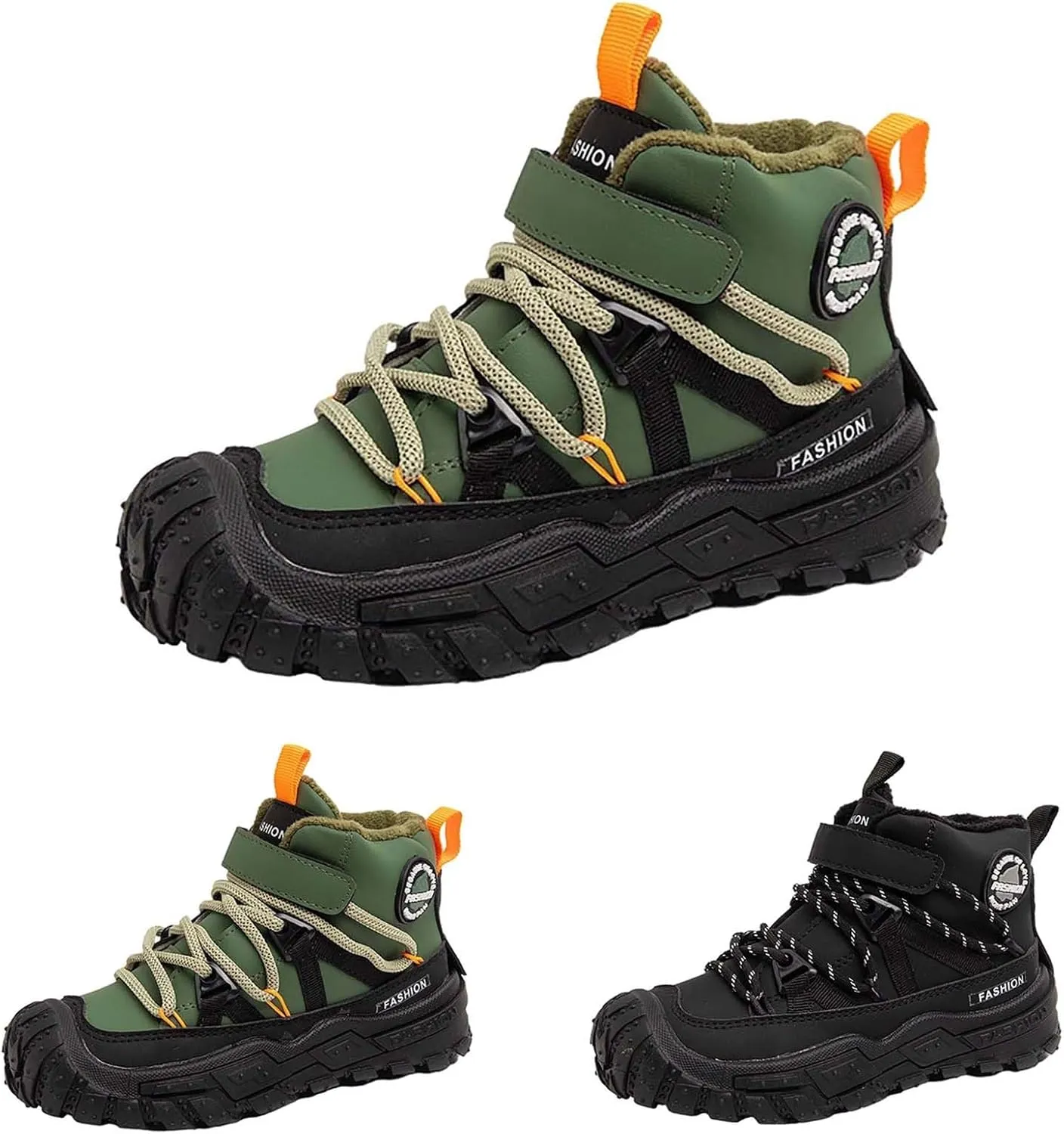 Boys Girls Winter Snow Boots Warm Outdoor Hiking Shoes Kids Anti-Slip Lightweight Fr Lined Ankle Walking Boots
