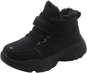 Boys Girls Wterproof Ankle Boots Warm Faux Fur Fashion Sneakers High Top Booties Walking Running Furry Shoes