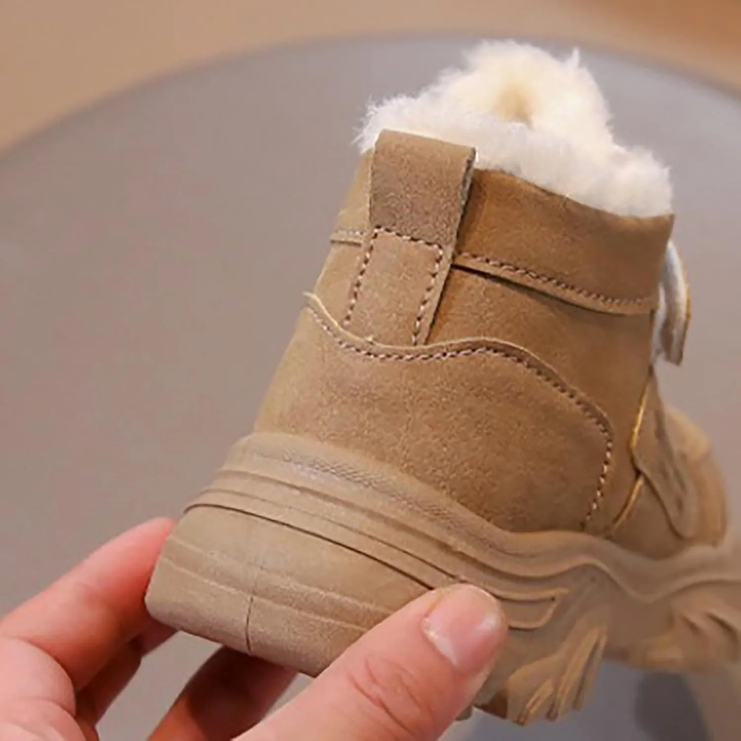 Boys Girls Wterproof Ankle Boots Warm Faux Fur Fashion Sneakers High Top Booties Walking Running Furry Shoes