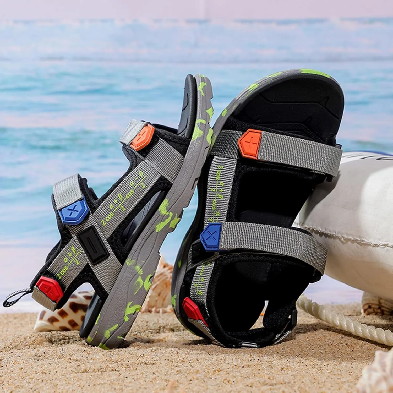Boys Sandals Children Shoes Fashion Beach Sandals Light Soft Sweet Girl Sandals Medium and Large Children Soft Bottom (Grey, 5 Big Kids)