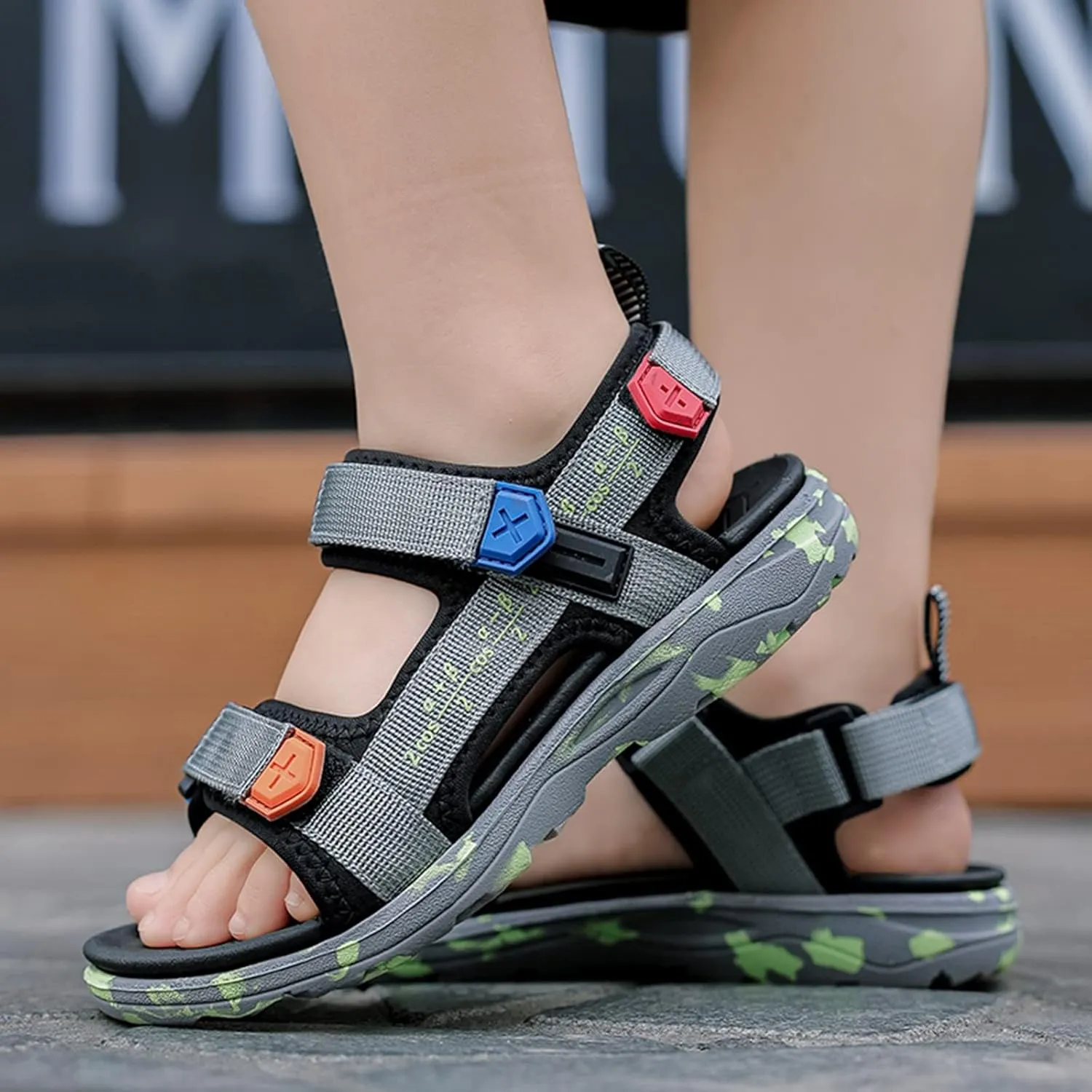 Boys Sandals Children Shoes Fashion Beach Sandals Light Soft Sweet Girl Sandals Medium and Large Children Soft Bottom (Grey, 5 Big Kids)