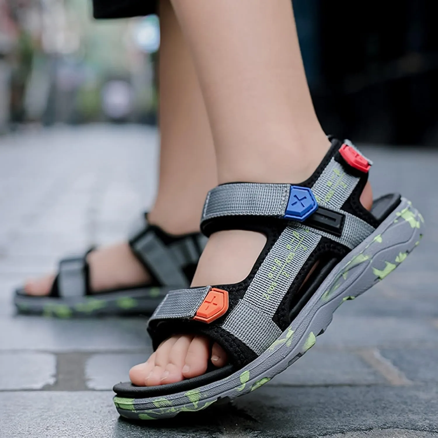 Boys Slides 2 Big Kid Children Shoes Beach Sandals Light Boy Sandals Big Children Soft Bottom Boy Beach Shoes