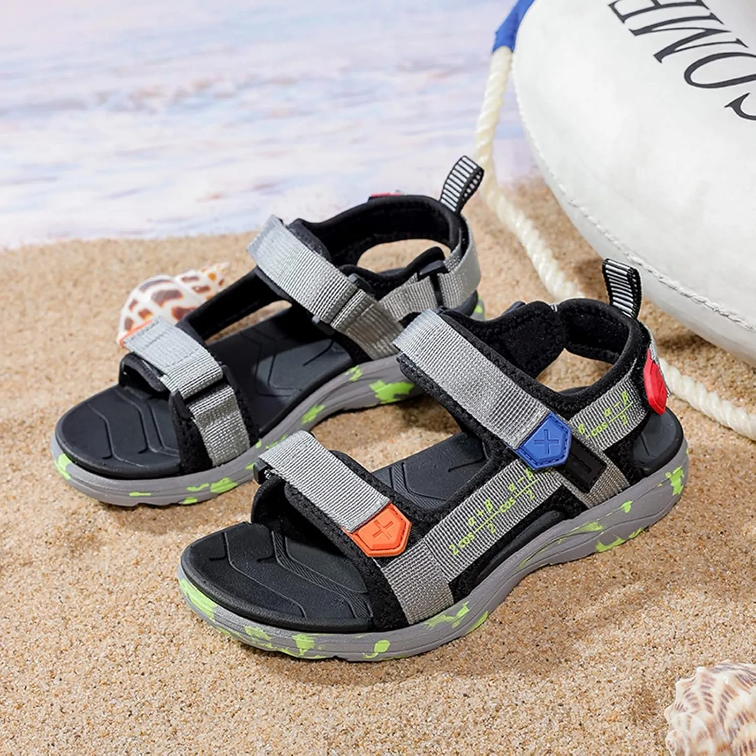 Boys Slides 2 Big Kid Children Shoes Beach Sandals Light Boy Sandals Big Children Soft Bottom Boy Beach Shoes