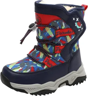 Boys Snow Boots Winter Wterproof Slip Resistan Cold Weather Shoes Camouflage Non Slip Snow Boots for Toddler Kids