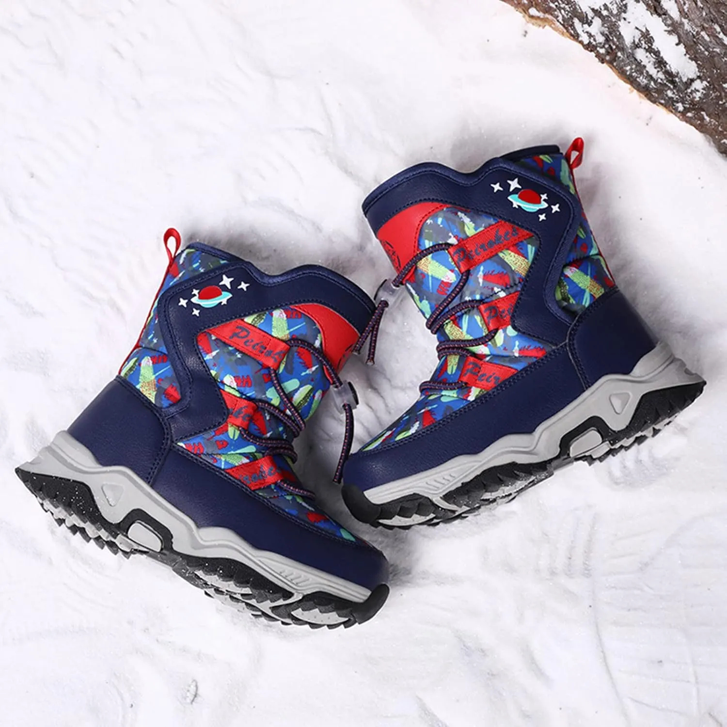 Boys Snow Boots Winter Wterproof Slip Resistan Cold Weather Shoes Camouflage Non Slip Snow Boots for Toddler Kids