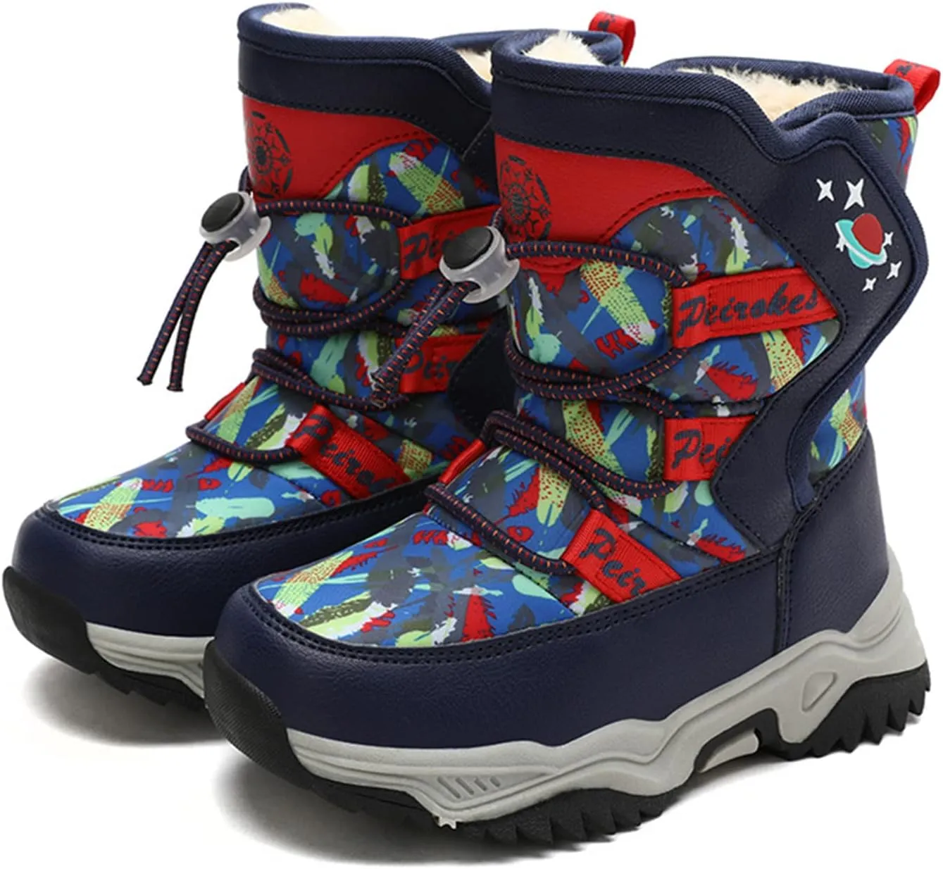 Boys Snow Boots Winter Wterproof Slip Resistan Cold Weather Shoes Camouflage Non Slip Snow Boots for Toddler Kids