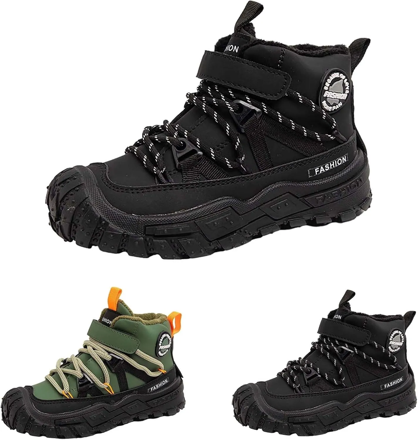 Boys Winter Snow Boots Warm Outdoor Hiking Shoes Kids Girls Anti-Slip Lightweight Fr Lined Ankle Walking Shoes