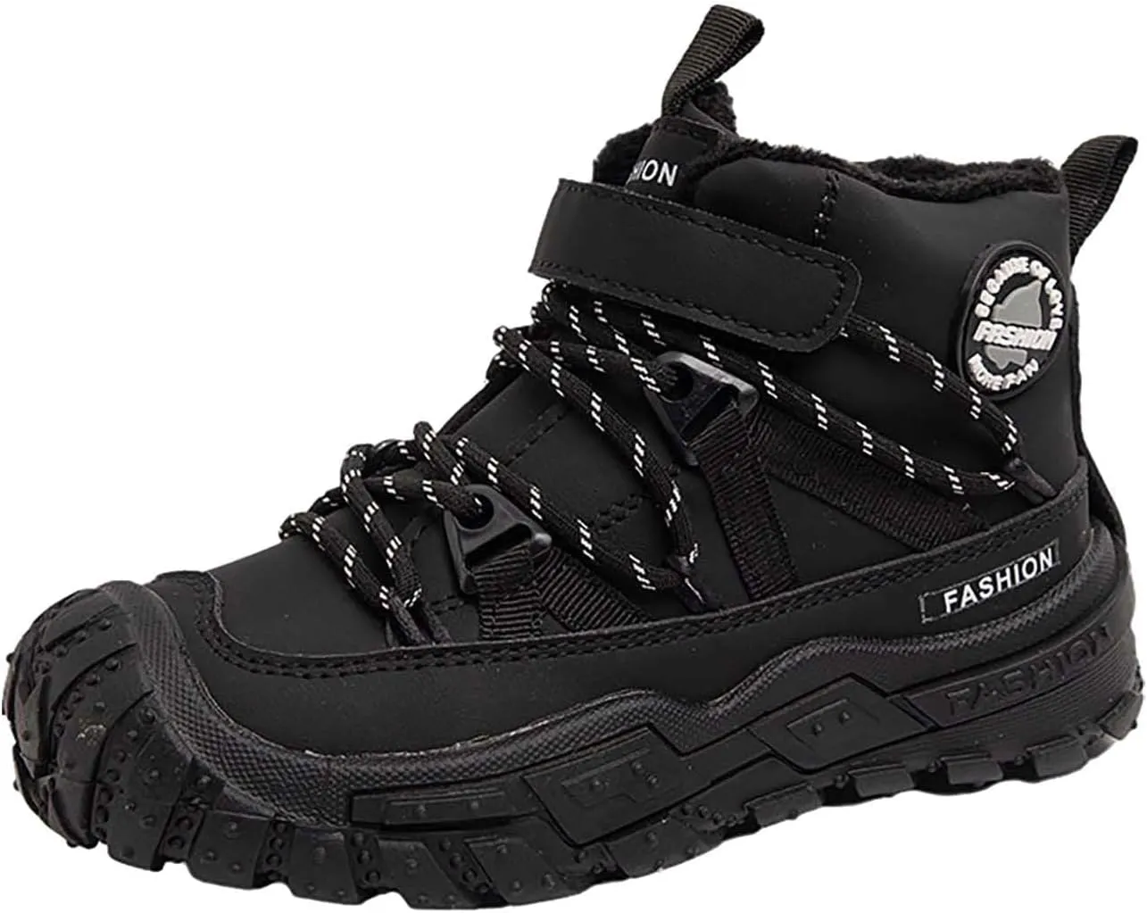 Boys Winter Snow Boots Warm Outdoor Hiking Shoes Kids Girls Anti-Slip Lightweight Fr Lined Ankle Walking Shoes