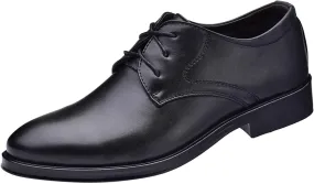 Casual Plain Toe Oxfords Shoes Men Comfortable Business Formal Shoes Mens Dating Oxfords Arch Support Walking Derby Shoe Lace up Matte Leather Dress Shoe Low Heel Office Footwear Men
