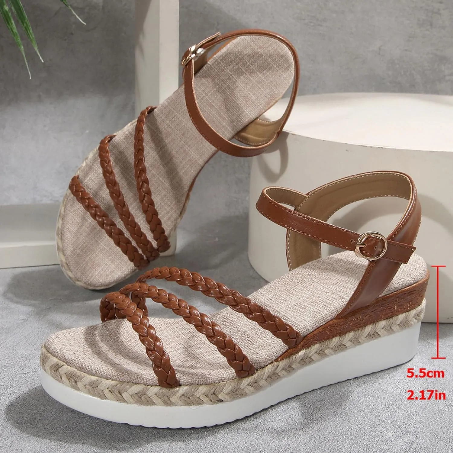 Casual Walking Wedges Fashionable Women's Wedge Heel Thick Sole Elastic Band Casual Comfortable Beach Sandals