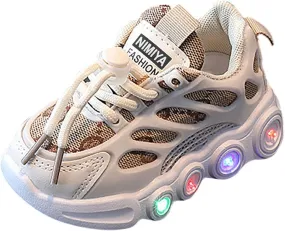 Children LED Light Strip Shoes Lace Up Canvas Shoes Kids Casual Shoes Light Up Walking Shoes Fashion Running