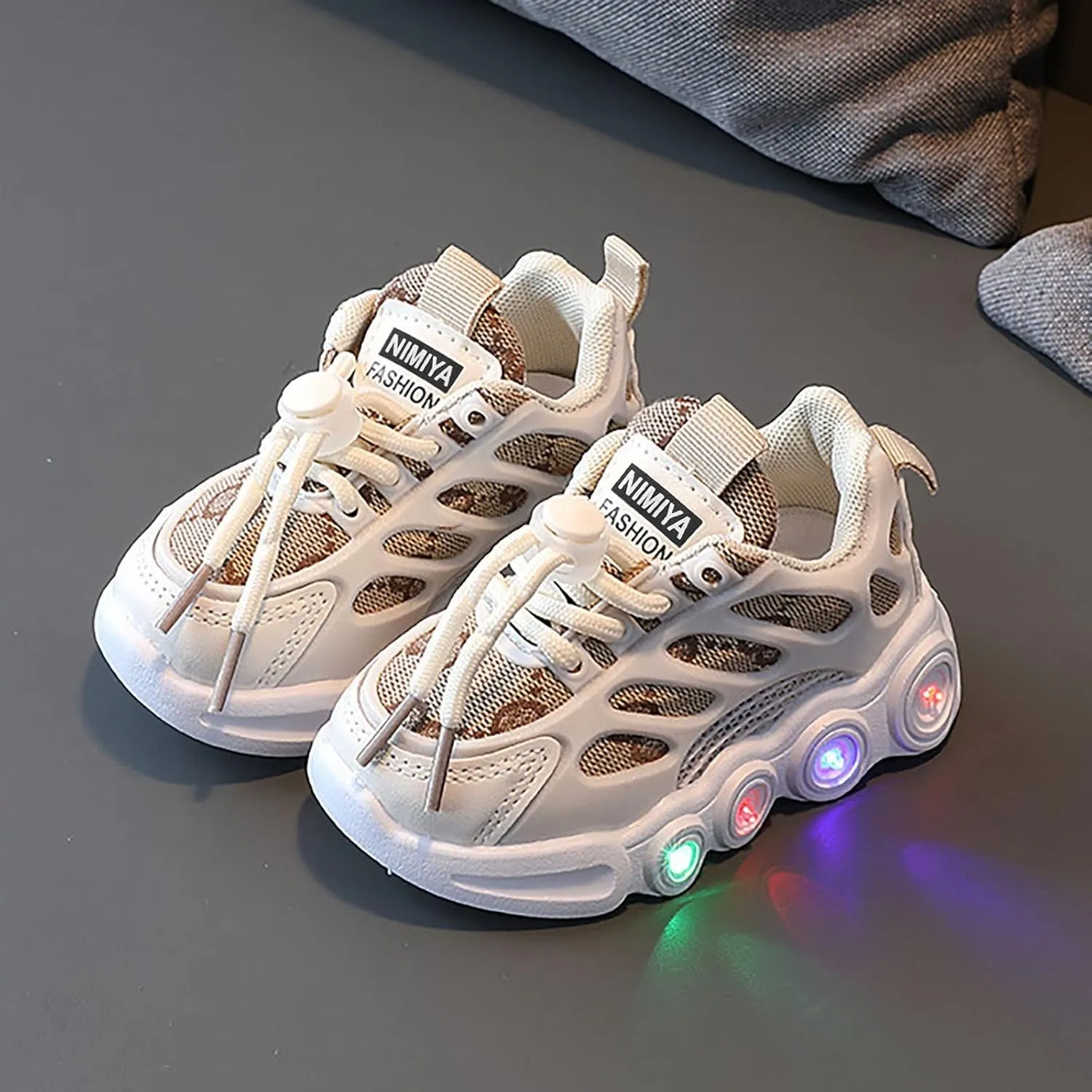 Children LED Light Strip Shoes Lace Up Canvas Shoes Kids Casual Shoes Light Up Walking Shoes Fashion Running