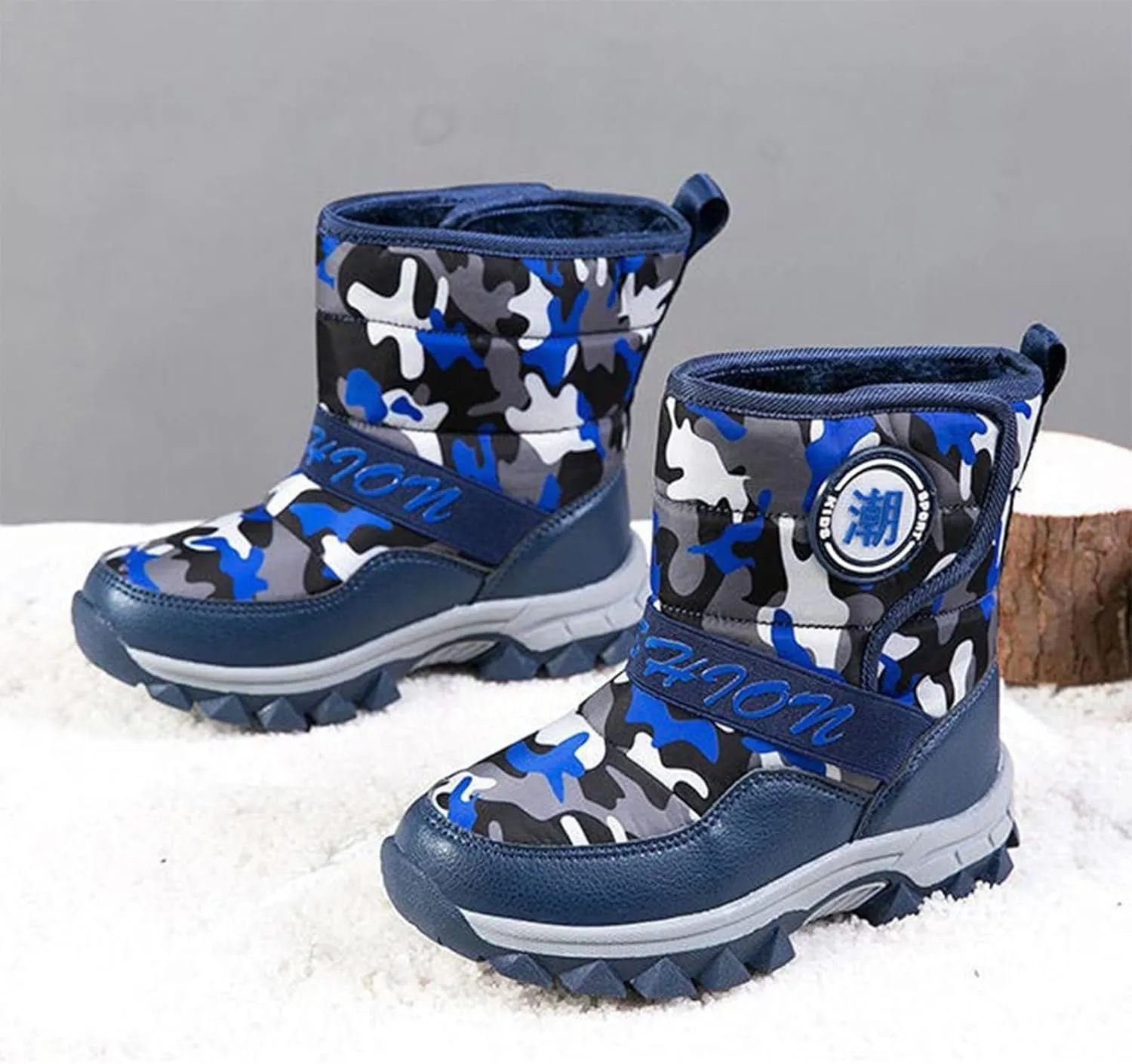 Childrens Fashion Snow Boots Outdoor Ski Shoes Boys Girls Kids Non Slip Comfy Warm Thick Shoes Mid Length Snowsuit