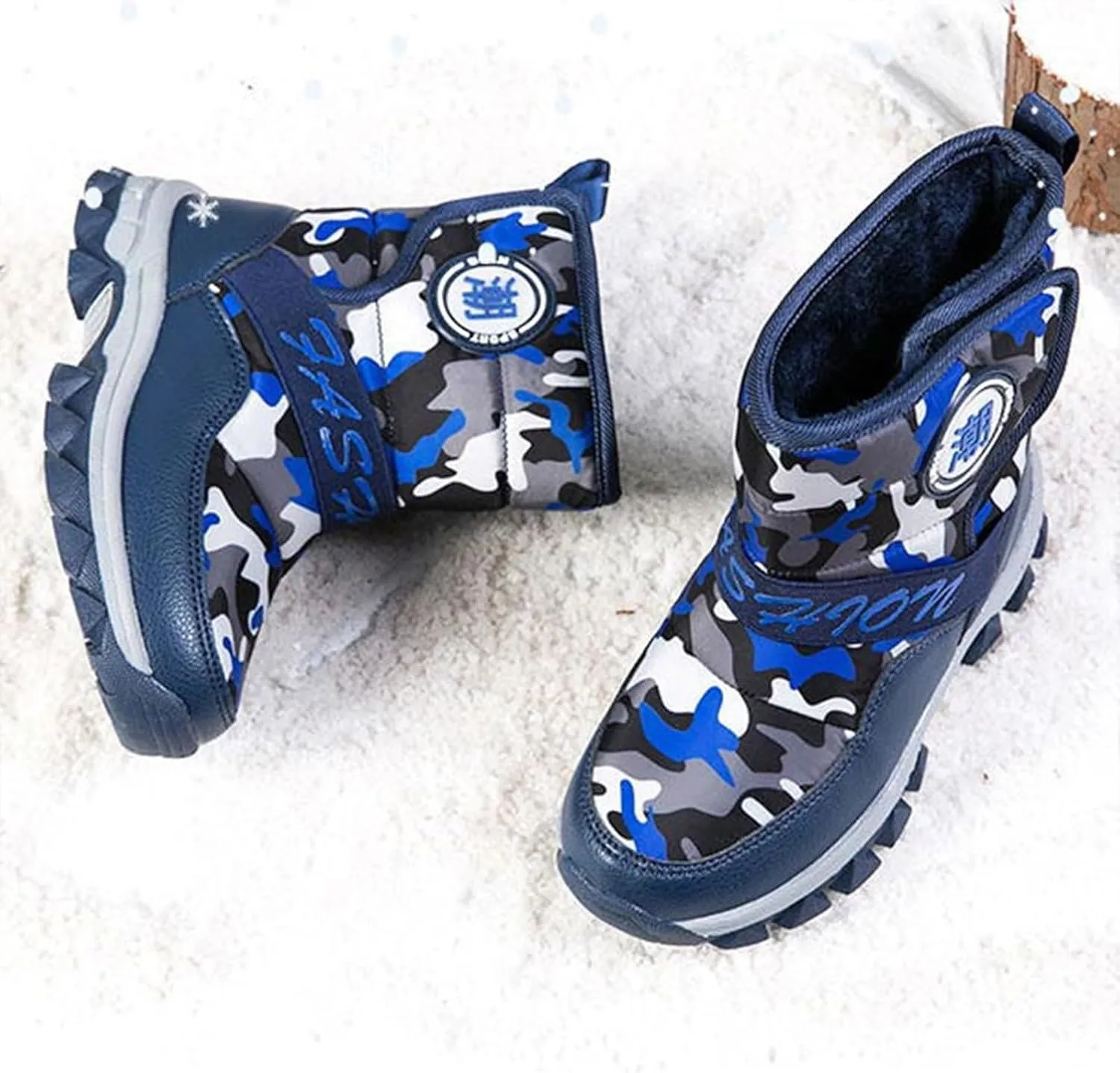Childrens Fashion Snow Boots Outdoor Ski Shoes Boys Girls Kids Non Slip Comfy Warm Thick Shoes Mid Length Snowsuit