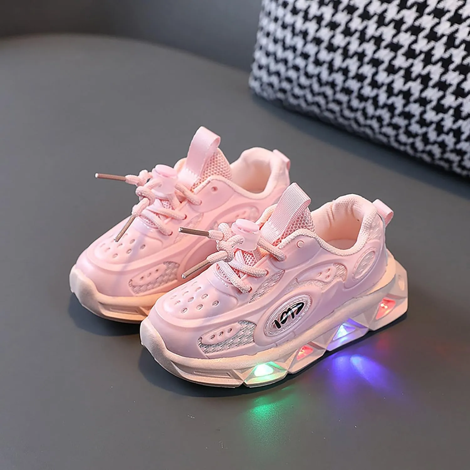 Childrens Toddler Glitter Sneakers Baby Boys Girls First Walking Running Sport Shoes Lace Breathable Sequins Sneakers