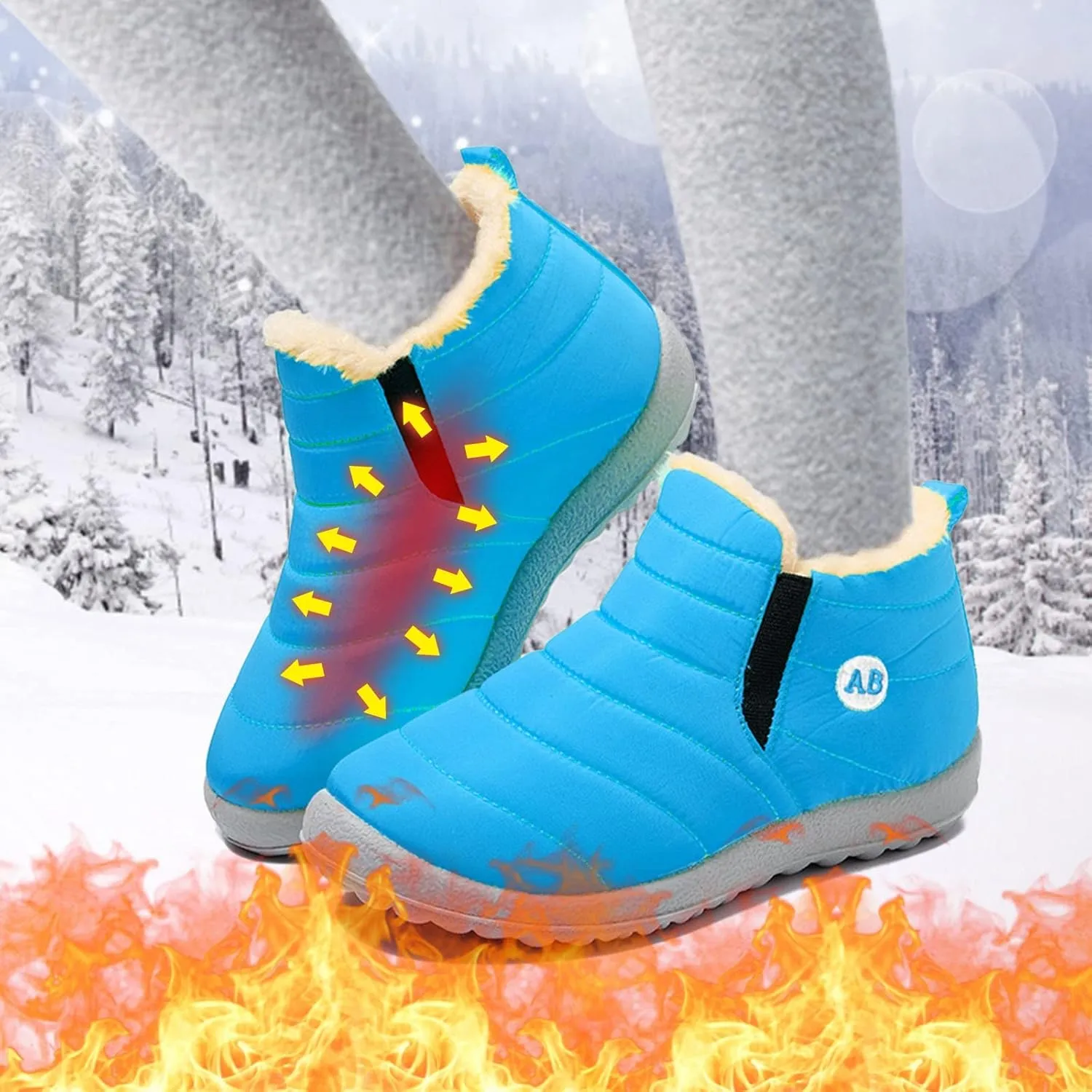 Childrens Winter Childrens Boots Flat Splashing Warm Short Tube Snow Boots Kids Snow Boots Size 3