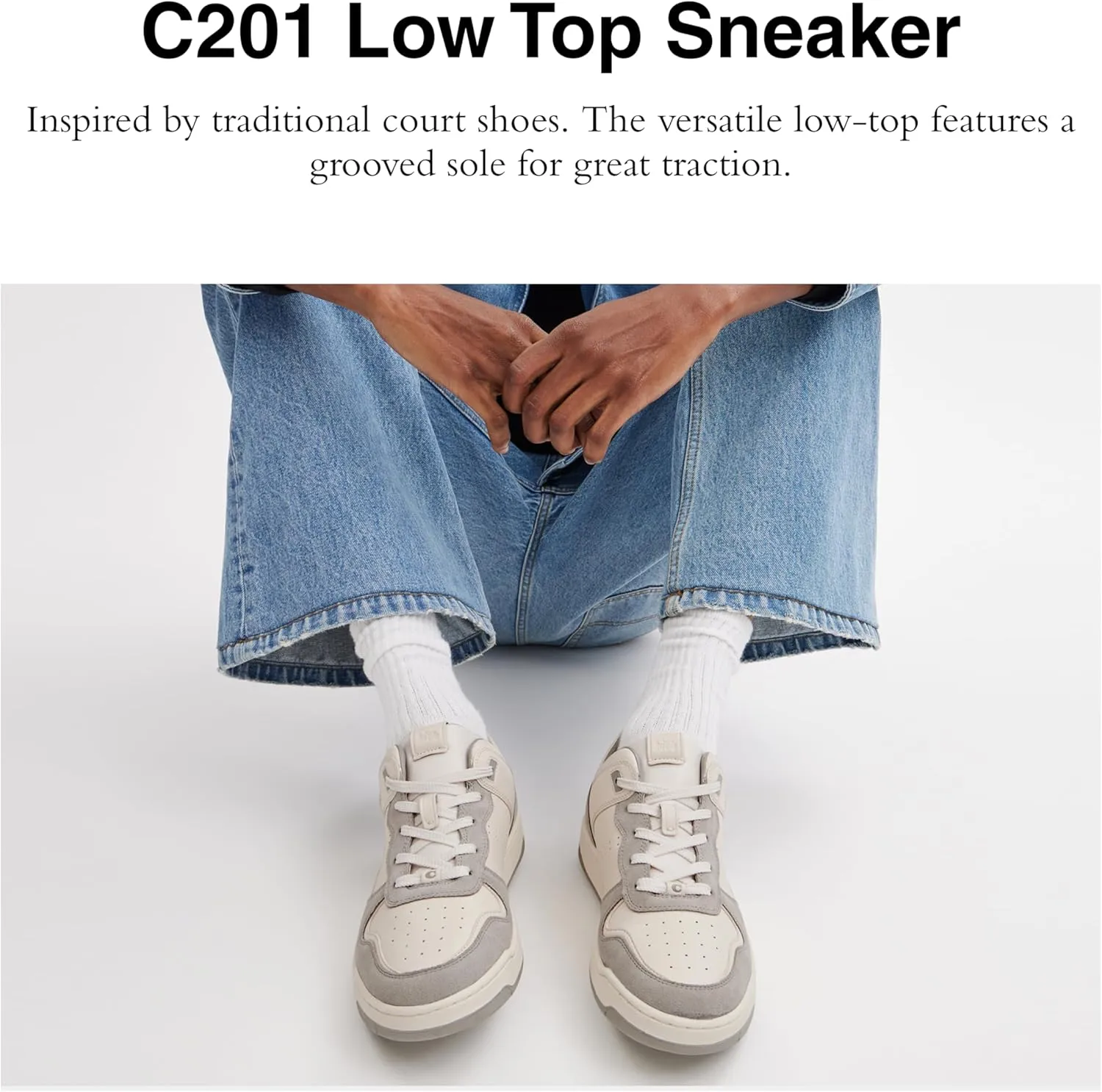 Coach mens C201 Mixed Material Sneaker