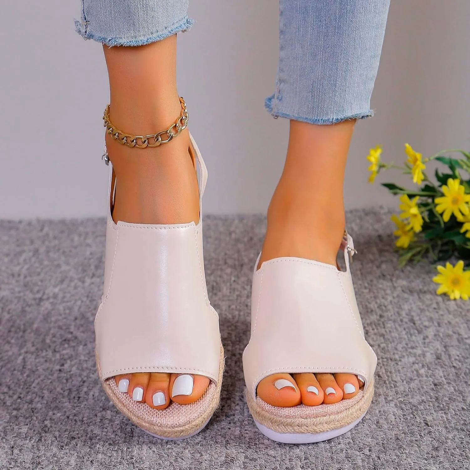 Comfortable Slip on Wedge Slide Sandals for Women Womens Low Wedges Platform Sandal Party Sandals for Women