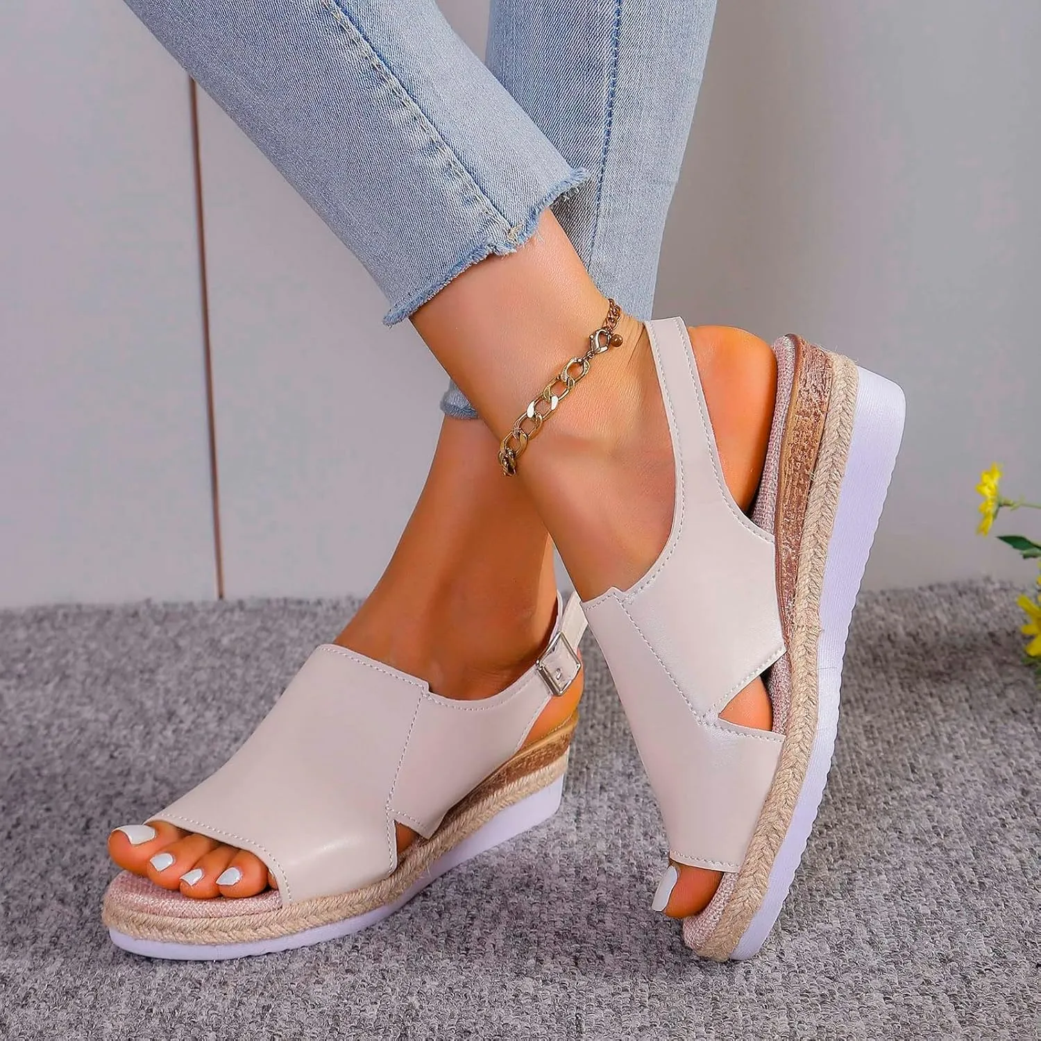 Comfortable Slip on Wedge Slide Sandals for Women Womens Low Wedges Platform Sandal Party Sandals for Women