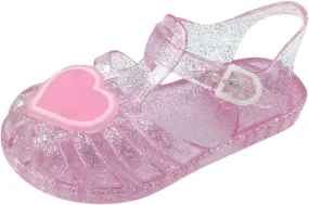 Cute Heart Jellies Shoes For Girls Soft Closed Toe Dress Sandals With Strap Summer Girl Outdoor Casual ink
