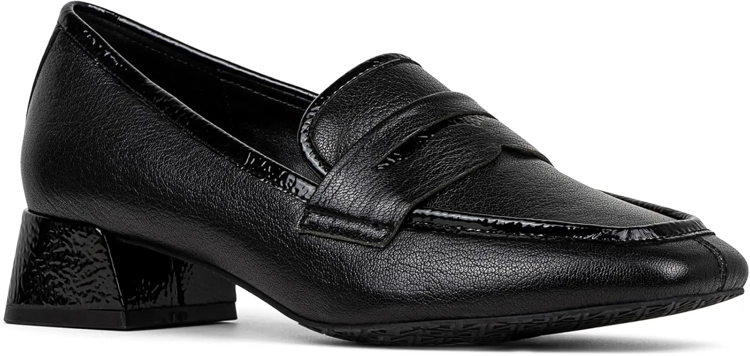 Donald Pliner Womens Tristina Penny Loafer Heel  1.3 Block Heel Shoes for Comfort, Slip On Womens Heels