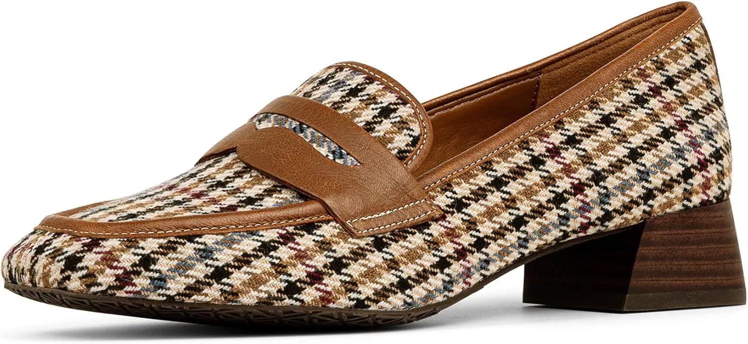 Donald Pliner Womens Tristina Penny Loafer Heel  1.3 Block Heel Shoes for Comfort, Slip On Womens Heels