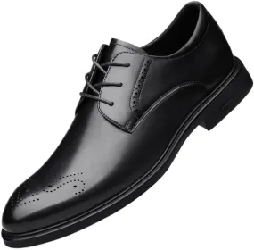 Dress Oxford for Men Lace Up Pointed Toe Leather Cap Toe New Shoes Rubber Low Top Non Slip Prom