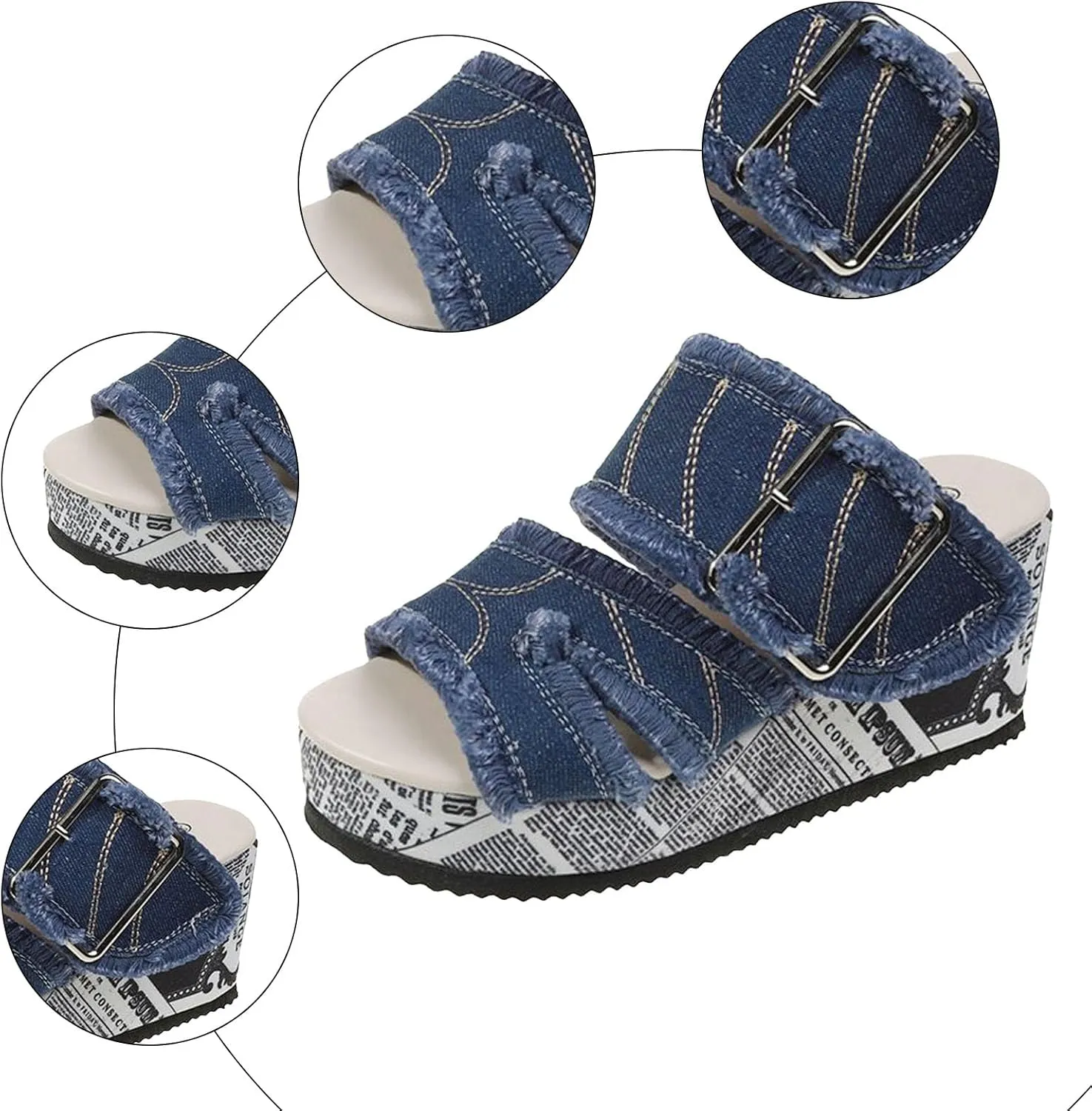 Dressy Sandal Thick Soled Wedge Heeled Women's Shoes Fashionable And Casual Fish Mouth Cloth Outer Wear High Heeled